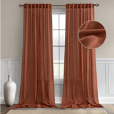MIULEE Linen Curtains 84 Inch Length for Living Room 2 Panels, Burnt Orange Rust Rod Pocket Back Tab Light Filtering Semi Sheer Soft Linen Window Fall Drapes Farmhouse Curtains for Bedroom - Miulee